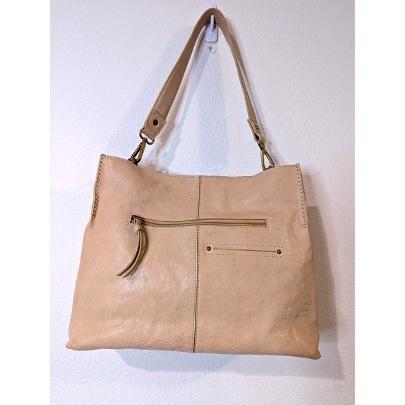 Nino Bossi Genuine Leather Shoulder Bag Hobo Purse Tan Beige Soft Everyday - Picture 2 of 10